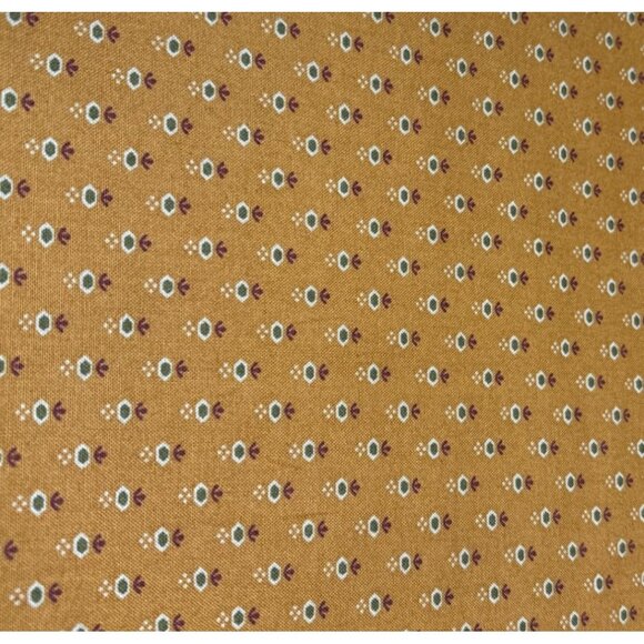 Vintage Mustard Floral Print Cotton Fabric 18" x 30" Quilting Sewing Craft Mater - Picture 1 of 5